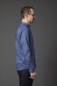 Button-Down Herrenhemd aus Bio-Popeline Farbe Jeans